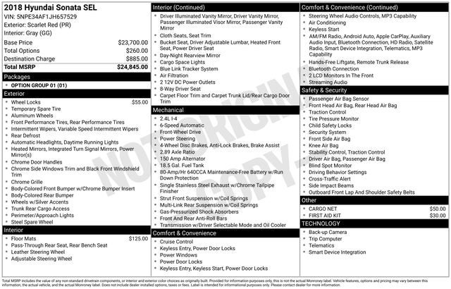 Used 2018 Hyundai Sonata SEL with VIN 5NPE34AF1JH657529 for sale in Olive Branch, MS