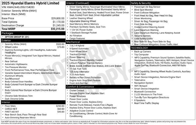 2025 Hyundai Elantra Hybrid Limited