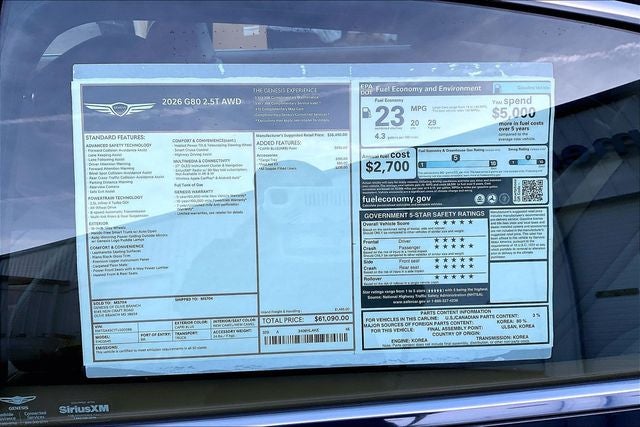 2026 Genesis G80 2.5T