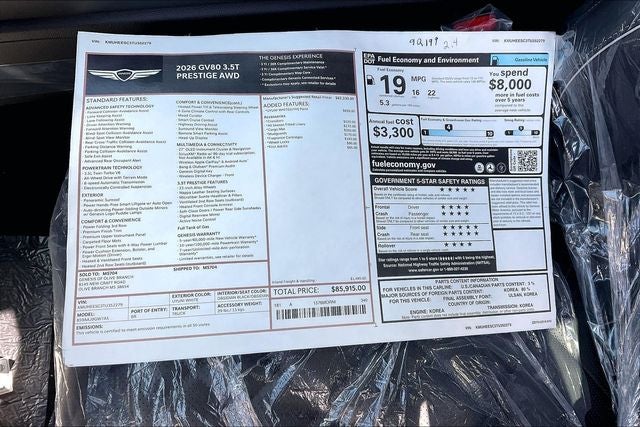 2026 Genesis GV80 3.5T Prestige