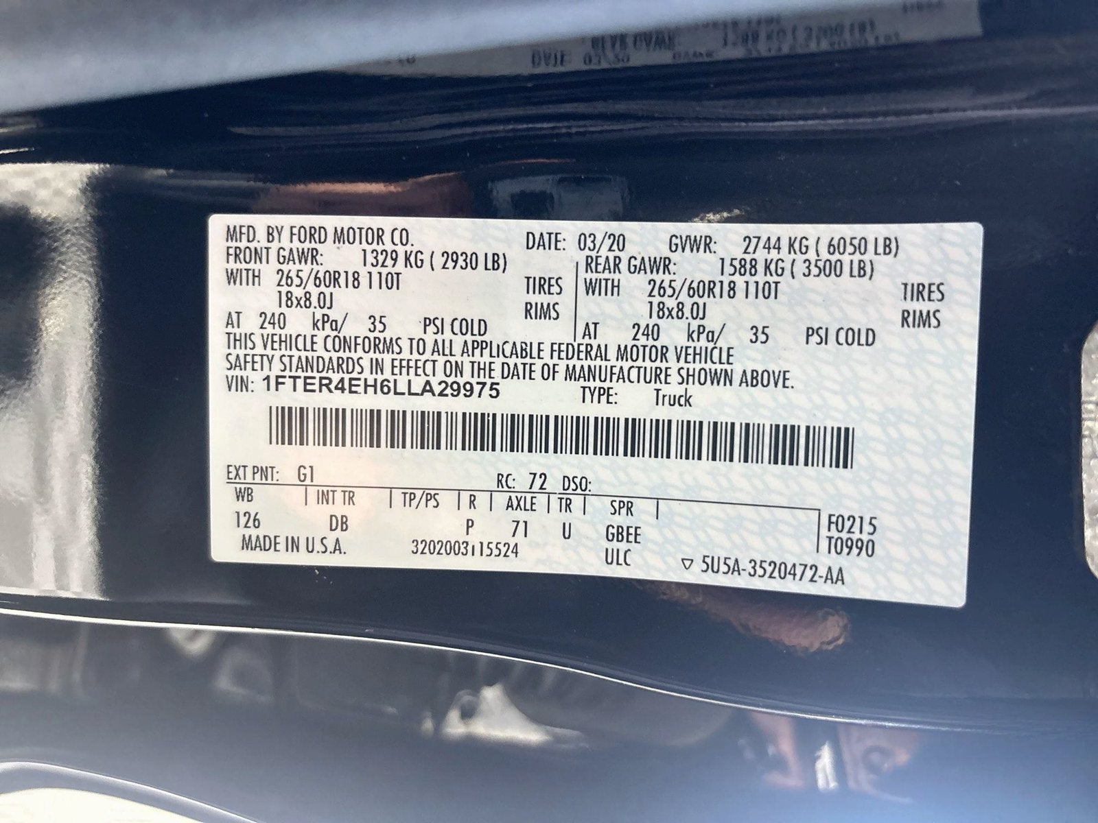 2020 Ford Ranger Lariat